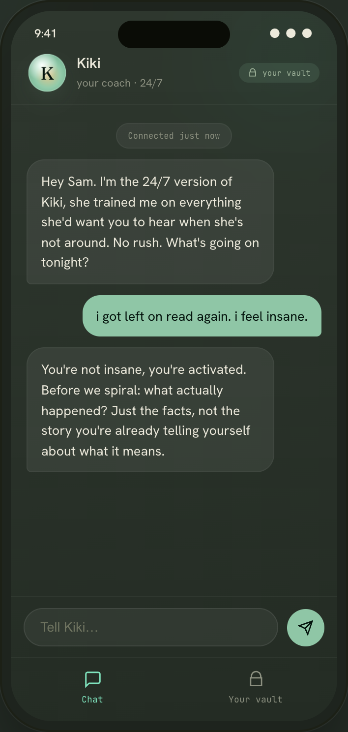 Talking to the 24/7 Kiki in a private vault